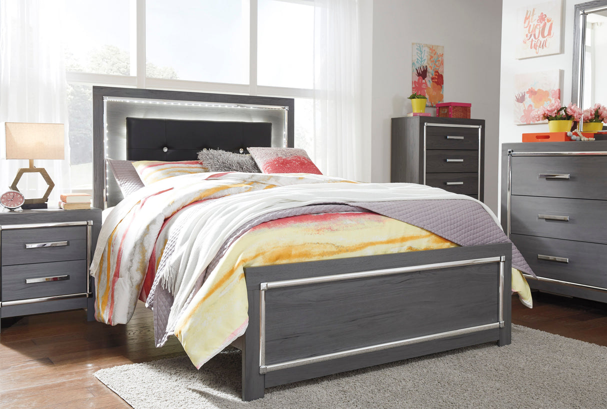 Lodanna Gray LED Upholstered Youth Panel Bedroom Set by Ashley at Eve Furniture
