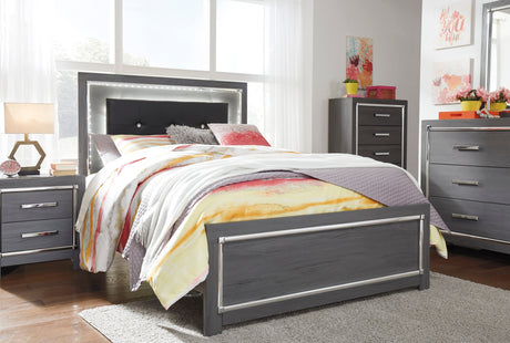 Lodanna Gray LED Upholstered Youth Panel Bedroom Set by Ashley at Eve Furniture