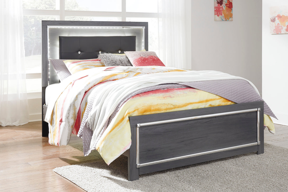 Lodanna Gray LED Upholstered Youth Panel Bedroom Set by Ashley at Eve Furniture