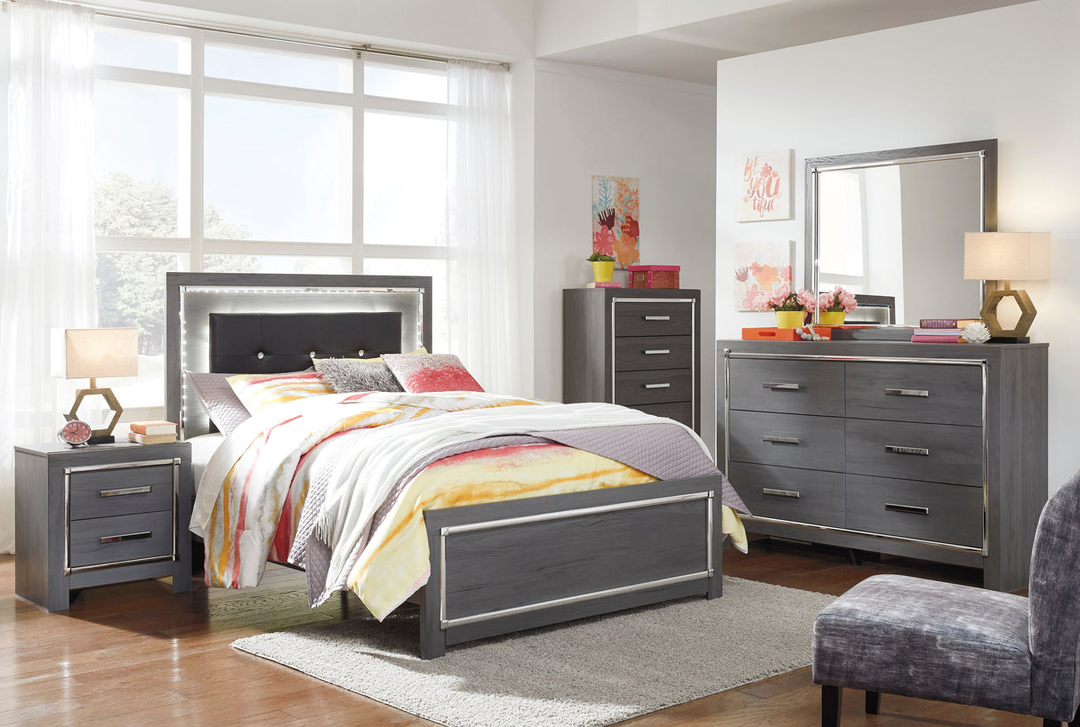 Lodanna Gray LED Upholstered Youth Panel Bedroom Set by Ashley at Eve Furniture
