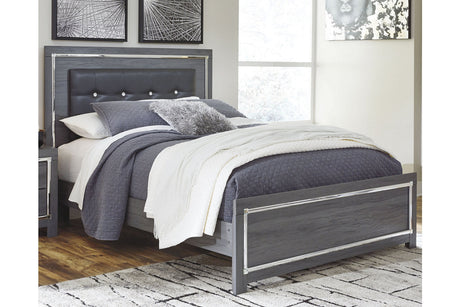 Lodanna Gray Queen LED Upholstered Panel Bed by Ashley at Eve Furniture