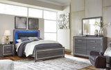 Lodanna Gray Queen LED Upholstered Platform Bed by Ashley at Eve Furniture