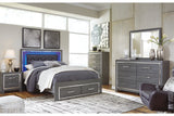 Lodanna Gray Queen LED Upholstered Storage Panel Bed by Ashley at Eve Furniture