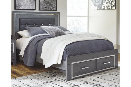 Lodanna Gray Queen LED Upholstered Storage Panel Bed by Ashley at Eve Furniture