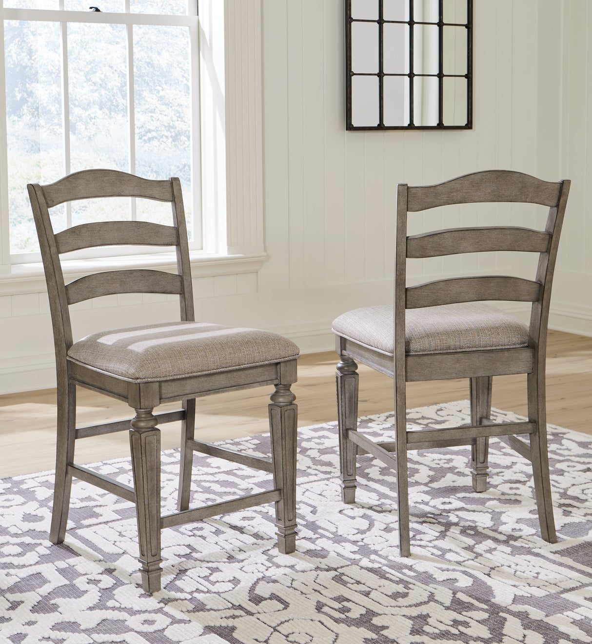 Lodenbay Antique Gray Counter Height Barstool, Set of 2