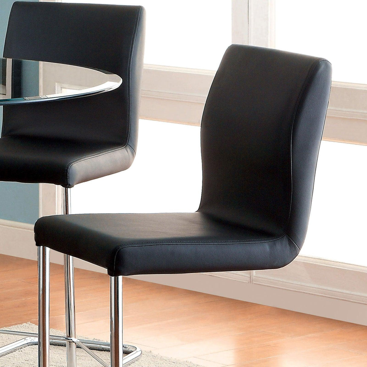 Lodia Black/Chrome Counter Ht. Chair, Set of 2 by Furniture of America at Eve Furniture