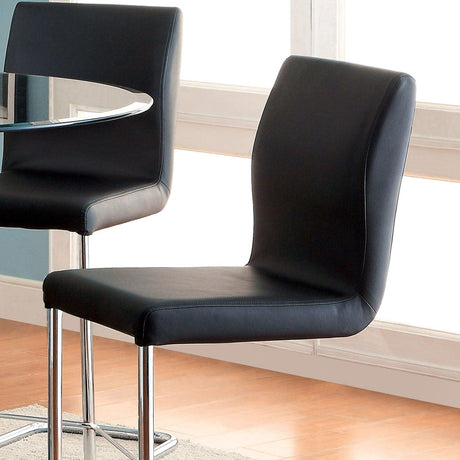 Lodia Black/Chrome Counter Ht. Chair, Set of 2 by Furniture of America at Eve Furniture