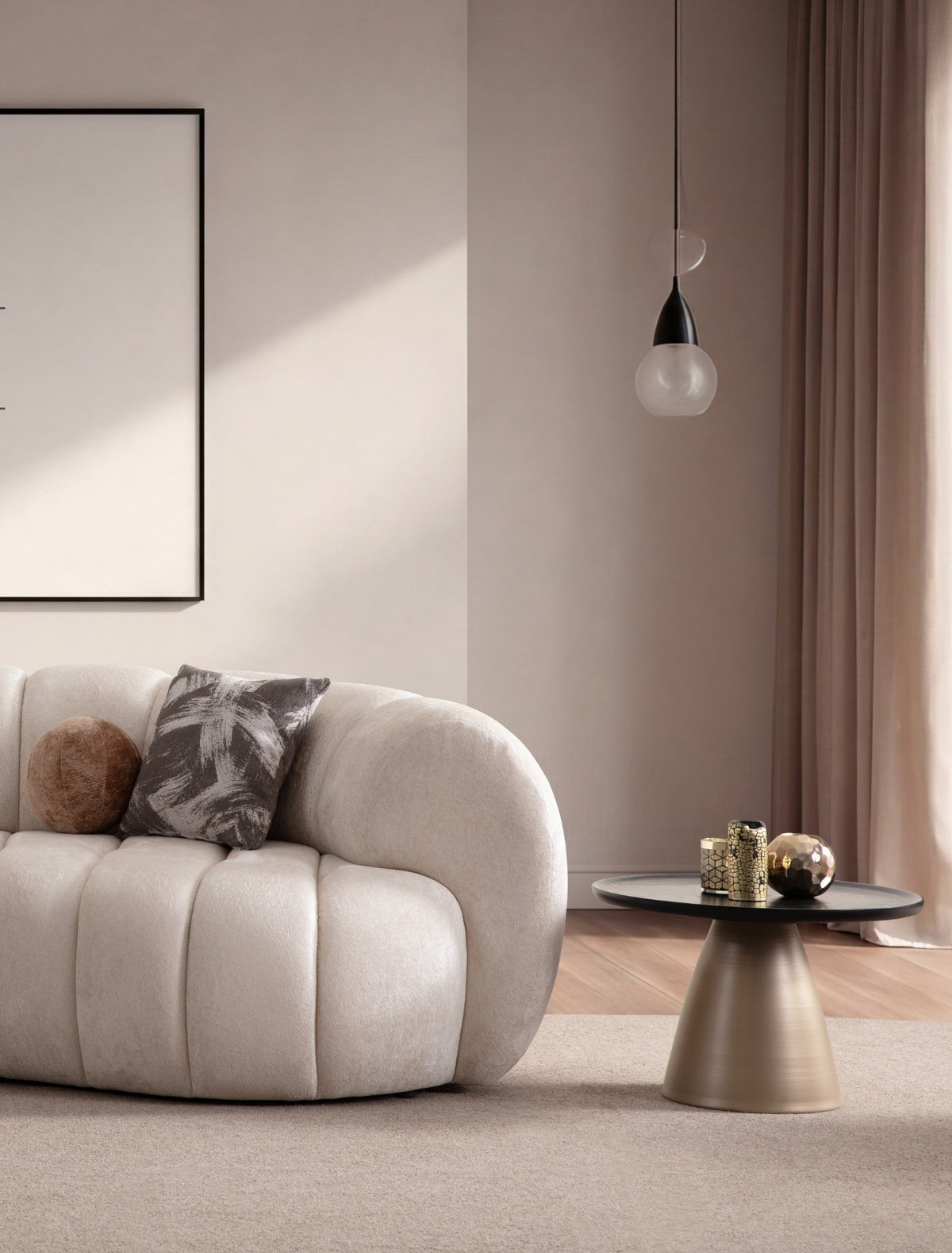 Loft Ivory Curved Sofa 97” by Mobella at Eve Furniture