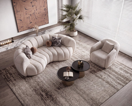 Loft Ivory Curved Living Room Set by Mobella at Eve Furniture
