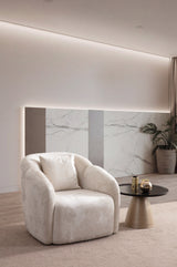 Loft Ivory Curved Accent Chair by Mobella at Eve Furniture