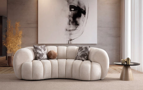 Loft Ivory Curved Loveseat 86" by Mobella at Eve Furniture