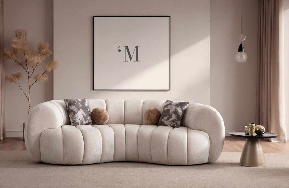 Loft Ivory Curved Sofa 97” by Mobella at Eve Furniture