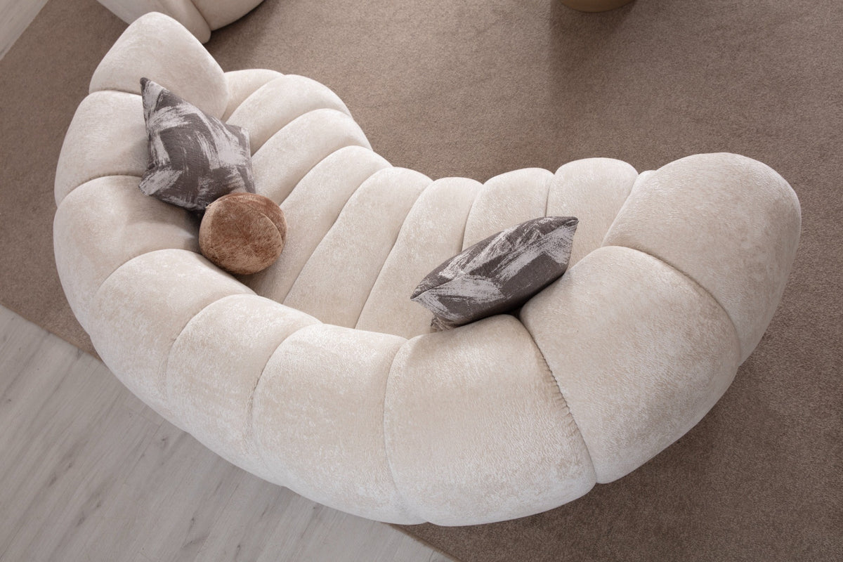 Loft Ivory Curved Loveseat 86" by Mobella at Eve Furniture