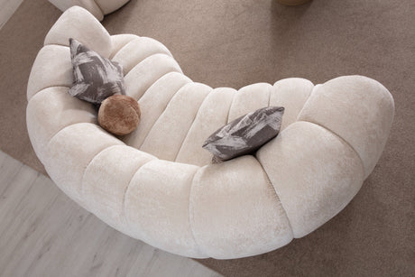 Loft Ivory Curved Loveseat 86" by Mobella at Eve Furniture