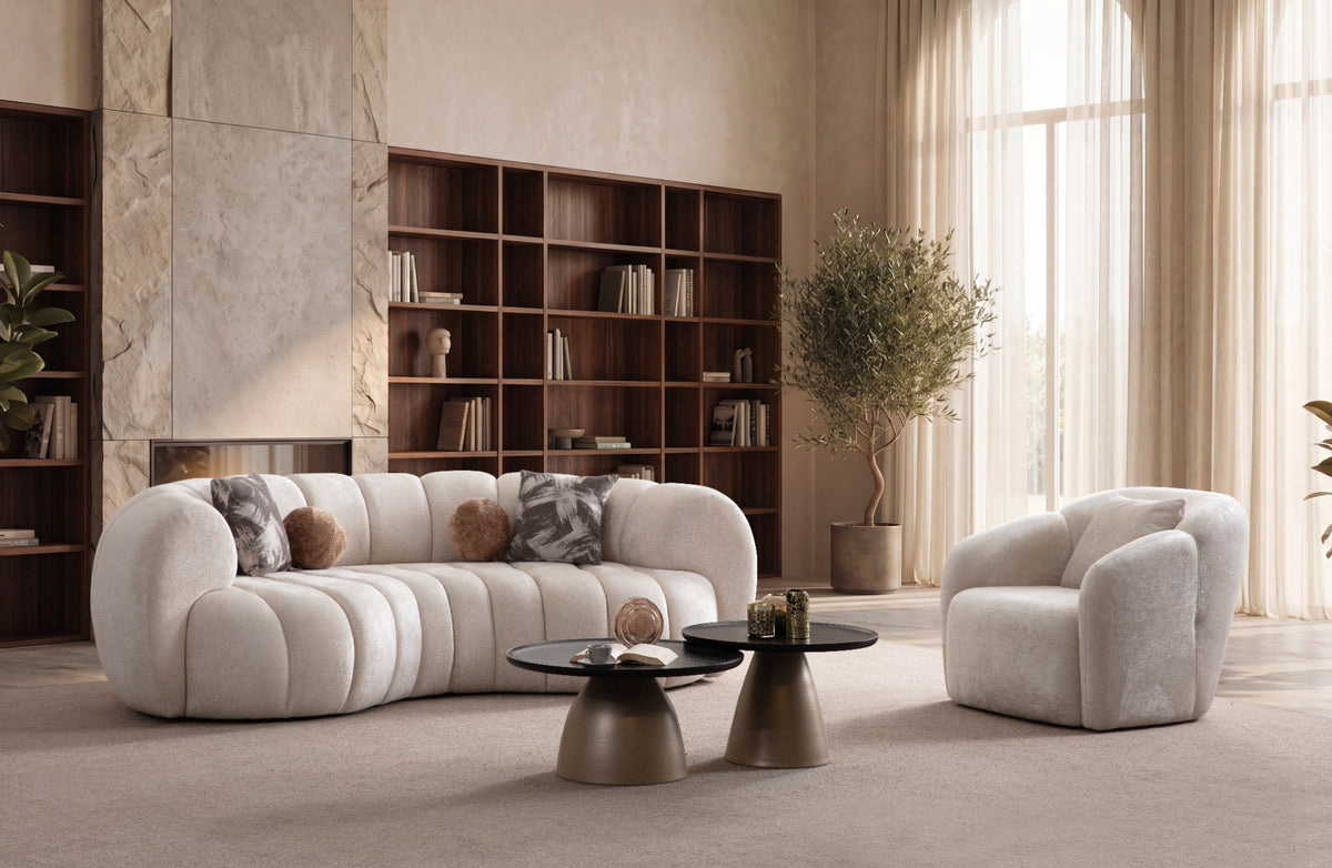 Loft Ivory Curved Living Room Set by Mobella at Eve Furniture
