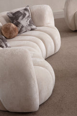 Loft Ivory Curved Loveseat 86" by Mobella at Eve Furniture