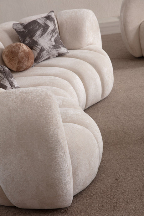 Loft Ivory Curved Loveseat 86" by Mobella at Eve Furniture