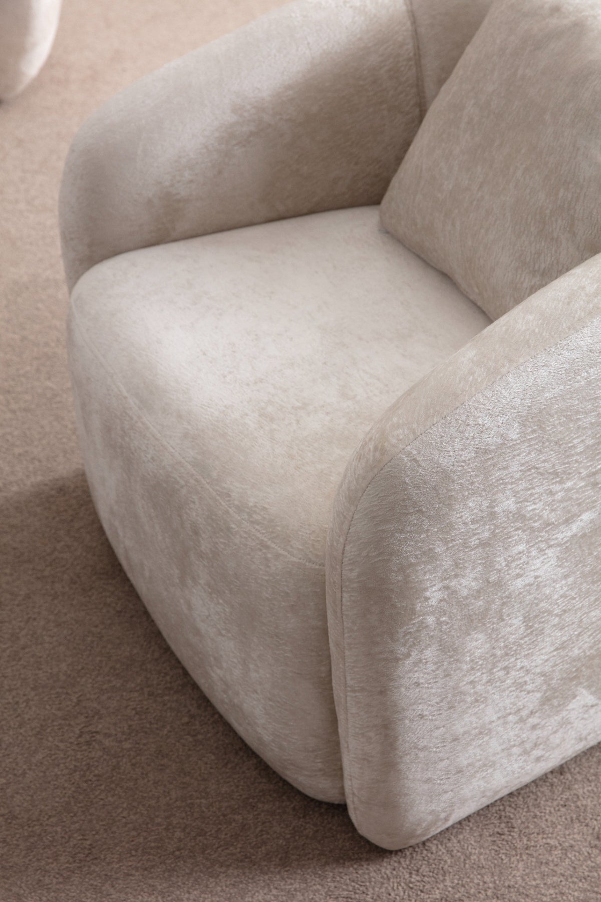 Loft Ivory Curved Accent Chair by Mobella at Eve Furniture