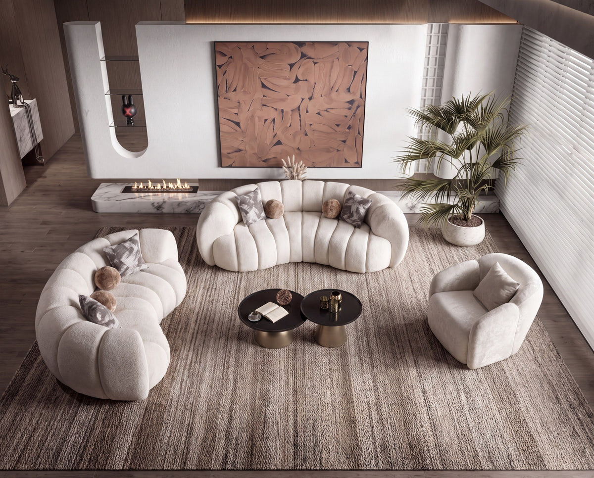 Loft Ivory Curved Living Room Set by Mobella at Eve Furniture