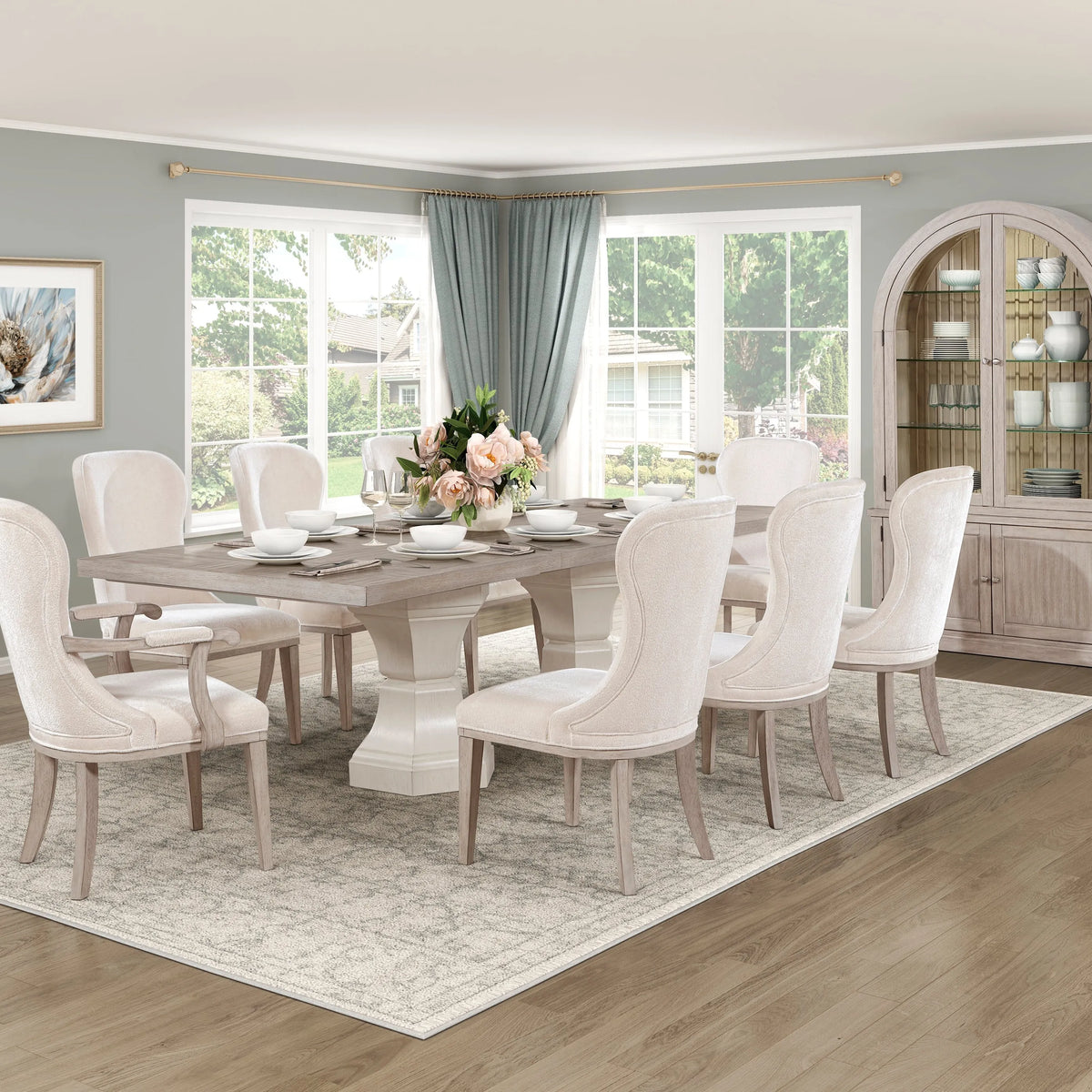 Lofton Light Gray/Ivory Extendable Dining Set - Eve Furniture