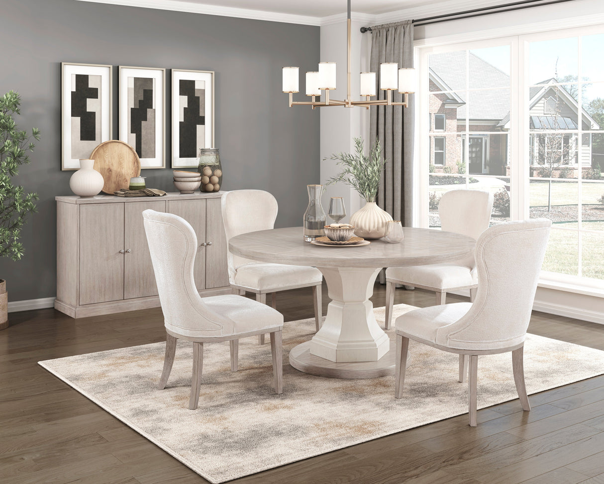 Lofton Light Gray/White Round Dining Table by Homelegance at Eve Furniture
