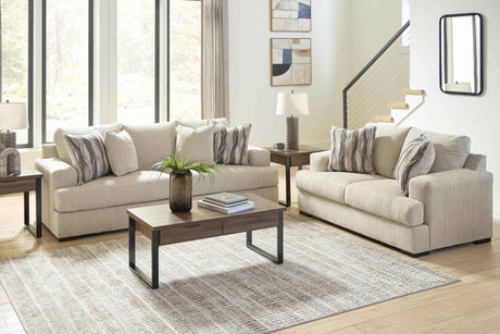 Lofwood Oatmeal Sofa and Loveseat by Ashley at Eve Furniture