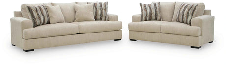 Lofwood Oatmeal Sofa and Loveseat by Ashley at Eve Furniture