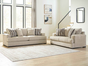 Lofwood Oatmeal Sofa and Loveseat by Ashley at Eve Furniture