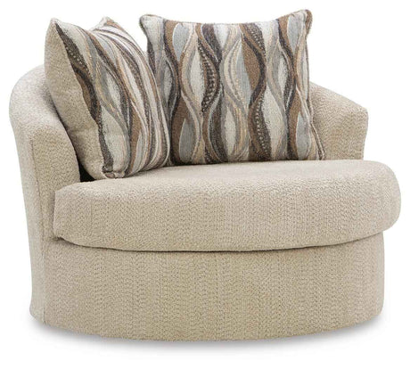 Lofwood Oatmeal Swivel Accent Chair by Ashley at Eve Furniture