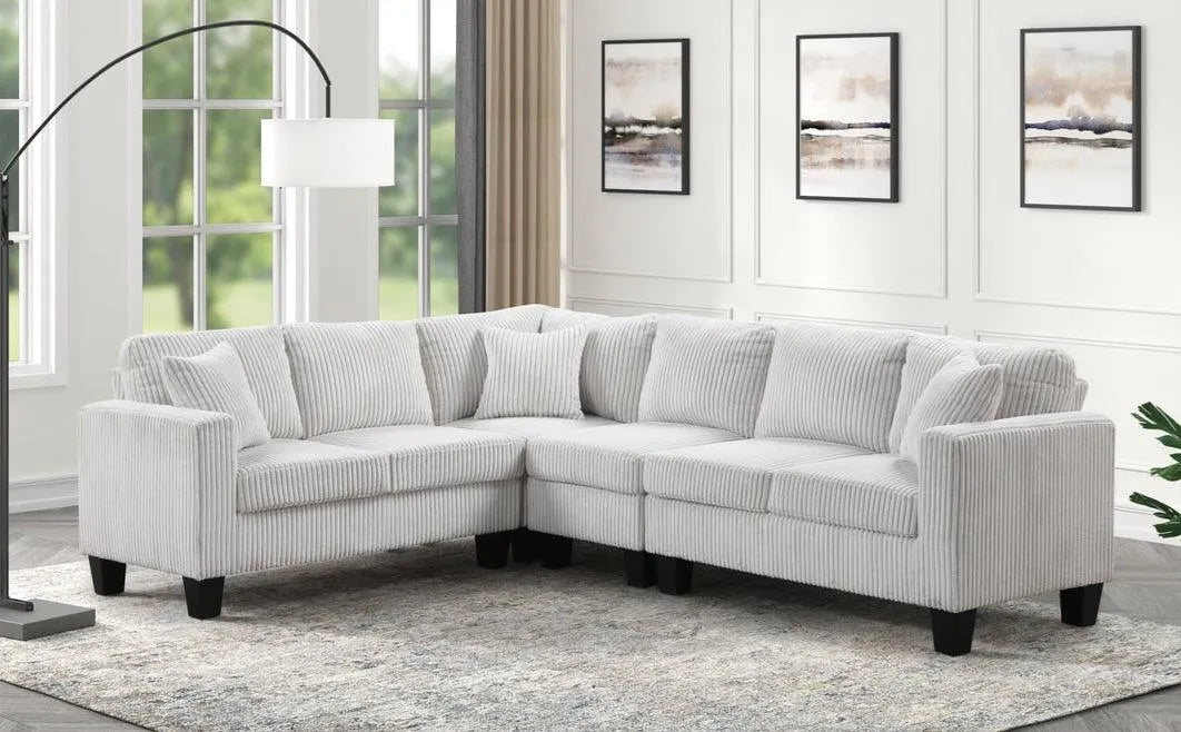 Logan Beige Cord Fabric Reversible Sectional by Happy Homes at Eve Furniture