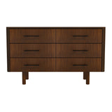 Logan Mid Century Modern Walnut Dresser with 6 Drawers