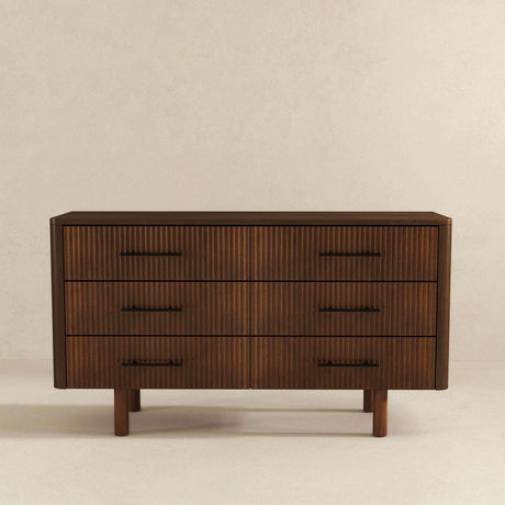 Logan Mid Century Modern Walnut Dresser With 6 Drawers by Ashcroft Furniture at Eve Furniture