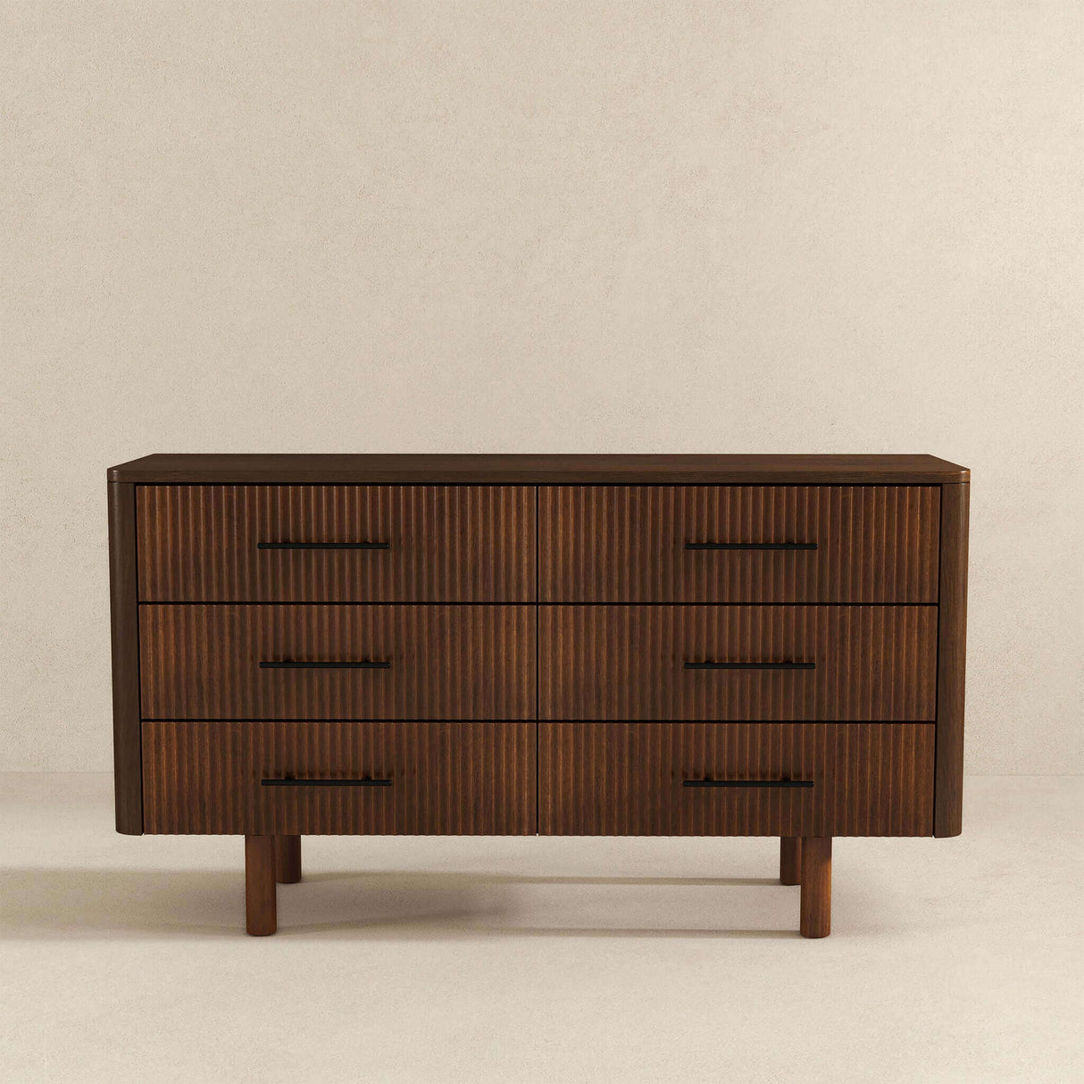 Logan Mid Century Modern Walnut Dresser With 6 Drawers by Ashcroft Imports at Eve Furniture