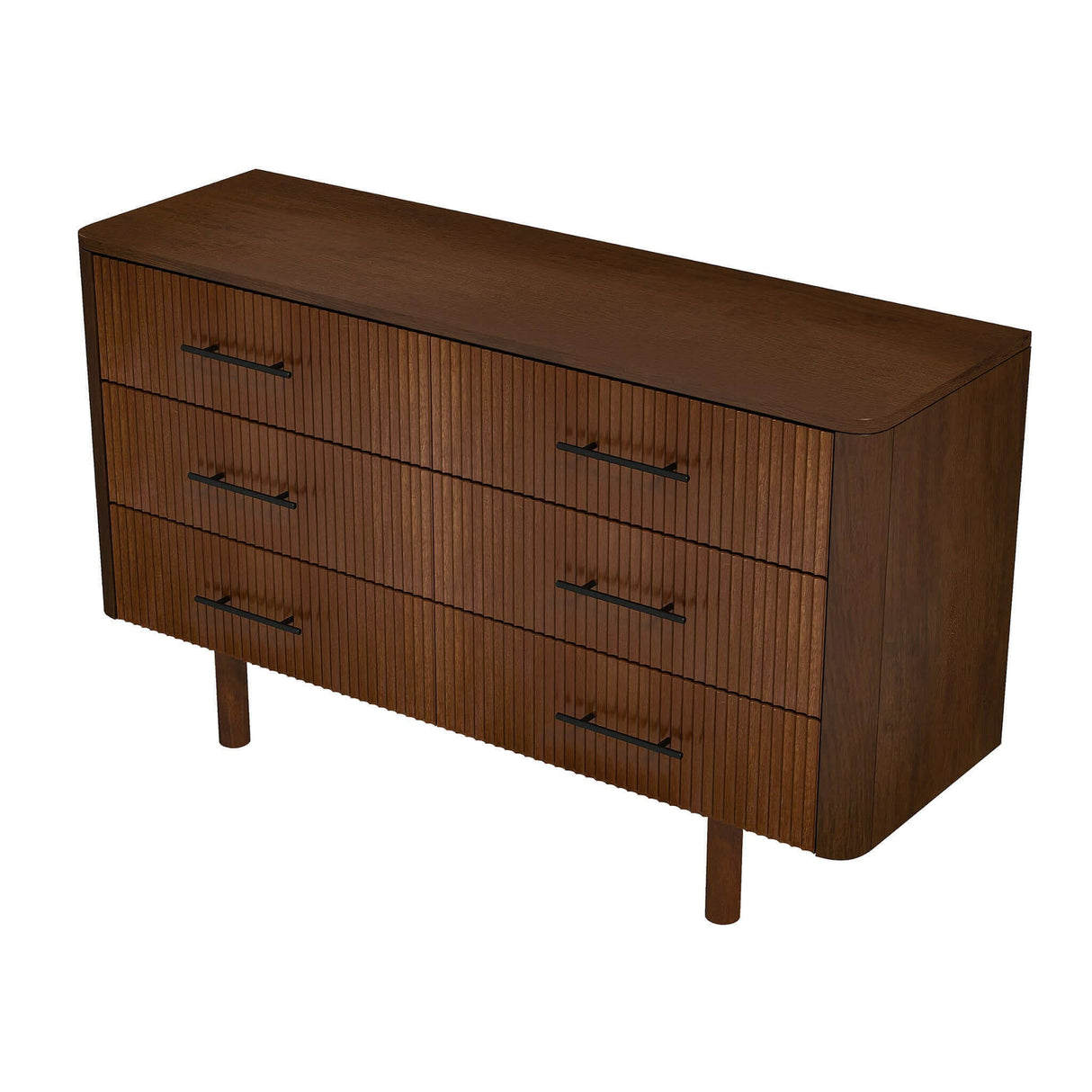Logan Mid Century Modern Walnut Dresser With 6 Drawers by Ashcroft Imports at Eve Furniture