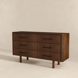 Logan Mid Century Modern Walnut Dresser With 6 Drawers by Ashcroft Imports at Eve Furniture