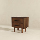 Logan Mid Century Modern Walnut Nightstand Bed Side Tables with 2 Drawers