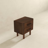 Logan Mid Century Modern Walnut Nightstand Bed Side Tables with 2 Drawers