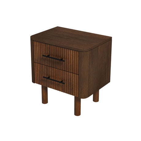 Logan Mid Century Modern Walnut Nightstand Bed Side Tables With 2 Drawers by Ashcroft Furniture at Eve Furniture