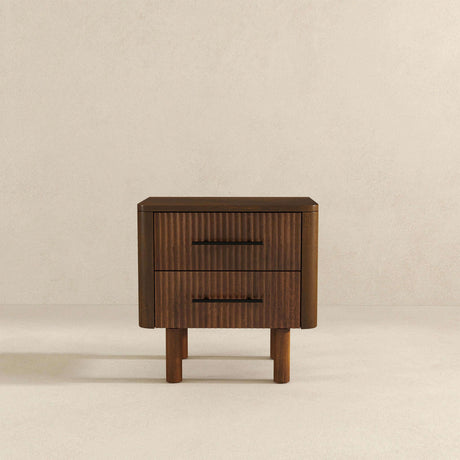 Logan Mid Century Modern Walnut Nightstand Bed Side Tables With 2 Drawers by Ashcroft Furniture at Eve Furniture