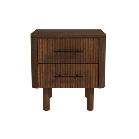 Logan Mid Century Modern Walnut Nightstand Bed Side Tables With 2 Drawers by Ashcroft Furniture at Eve Furniture
