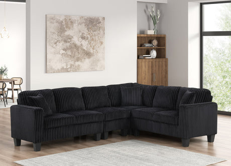 Logan Onyx Cord Fabric Reversible Sectional by Happy Homes at Eve Furniture