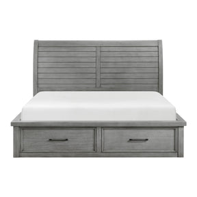 Logandale Antique Gray California King Platform Bed with Storage Footboard and Side Rails by Homelegance at Eve Furniture