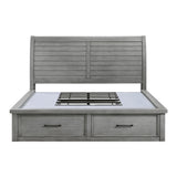 Logandale Antique Gray King Sleigh Storage Platform Bed by Homelegance at Eve Furniture