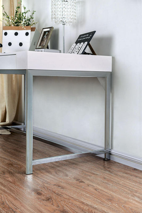 Loke White/Chrome Desk by Furniture of America at Eve Furniture