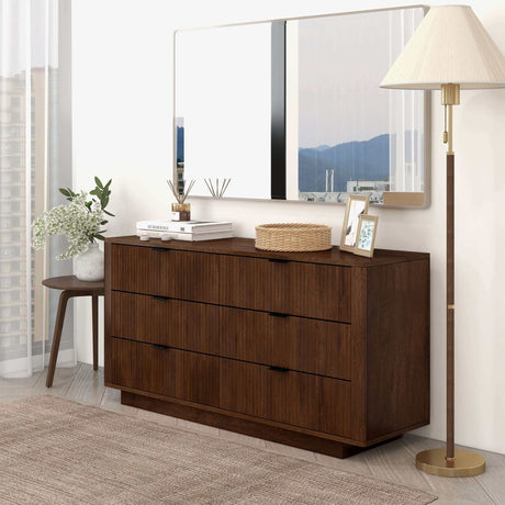 Lola Mid Century Modern Walnut Dresser With 6 Drawers by Ashcroft Furniture at Eve Furniture