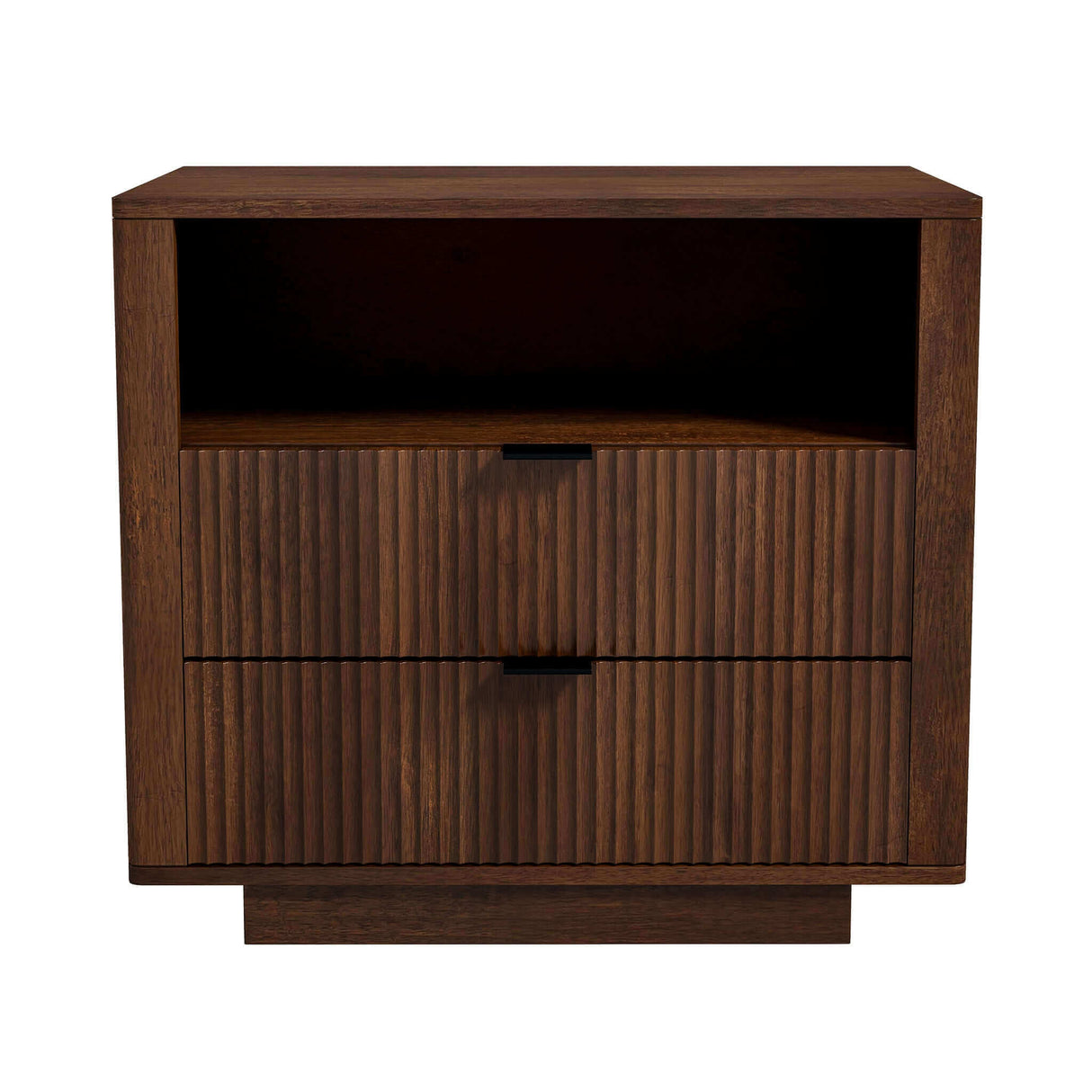 Lola Mid Century Modern Walnut Nightstand 2-Drawer Bed Side Table by Ashcroft Furniture at Eve Furniture