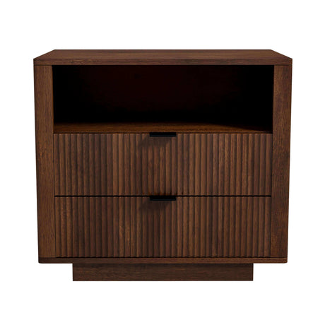 Lola Mid Century Modern Walnut Nightstand 2-Drawer Bed Side Table by Ashcroft Furniture at Eve Furniture