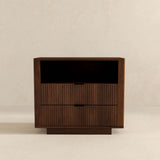 Lola Mid Century Modern Walnut Nightstand 2-Drawer Bed Side Table by Ashcroft Furniture at Eve Furniture