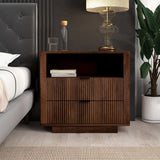 Lola Mid Century Modern Walnut Nightstand 2-Drawer Bed Side Table by Ashcroft Imports at Eve Furniture