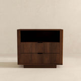 Lola Mid Century Modern Walnut Nightstand 2-Drawer Bed Side Table by Ashcroft Imports at Eve Furniture
